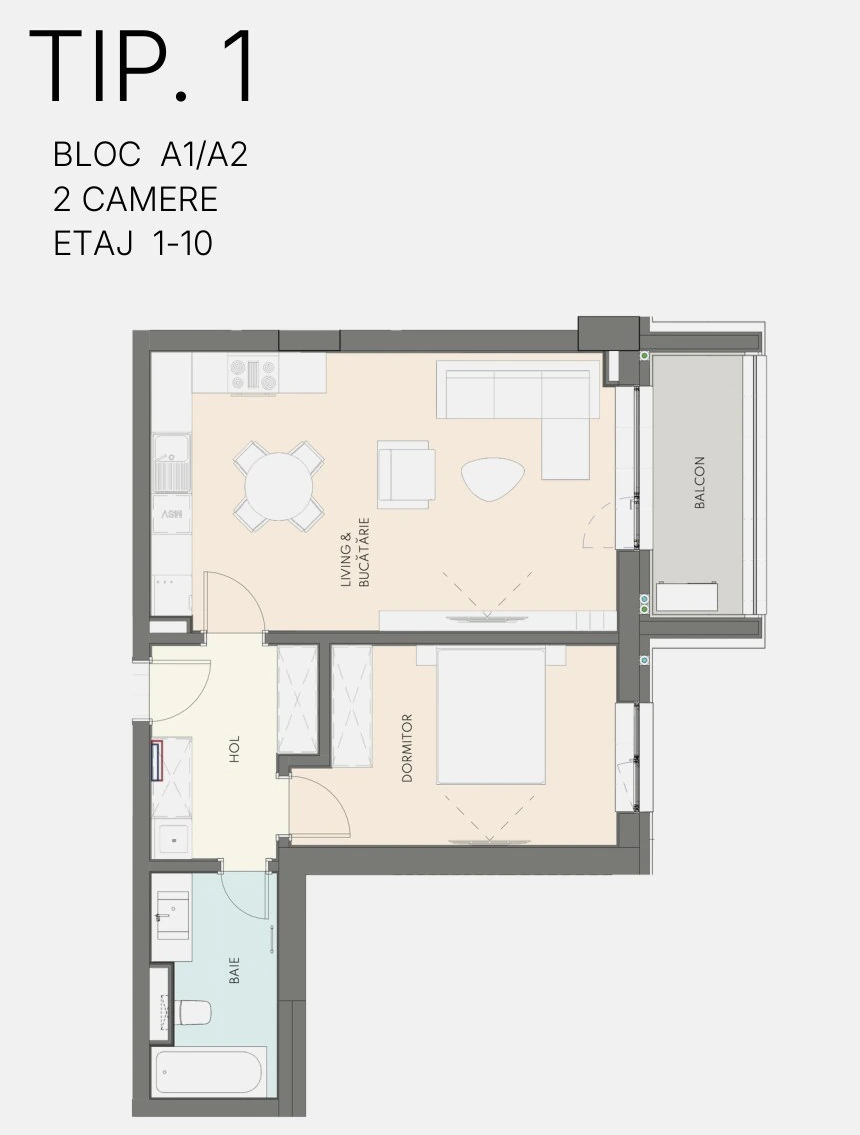 Exemplu de plan 2 camere din revista SeaYou